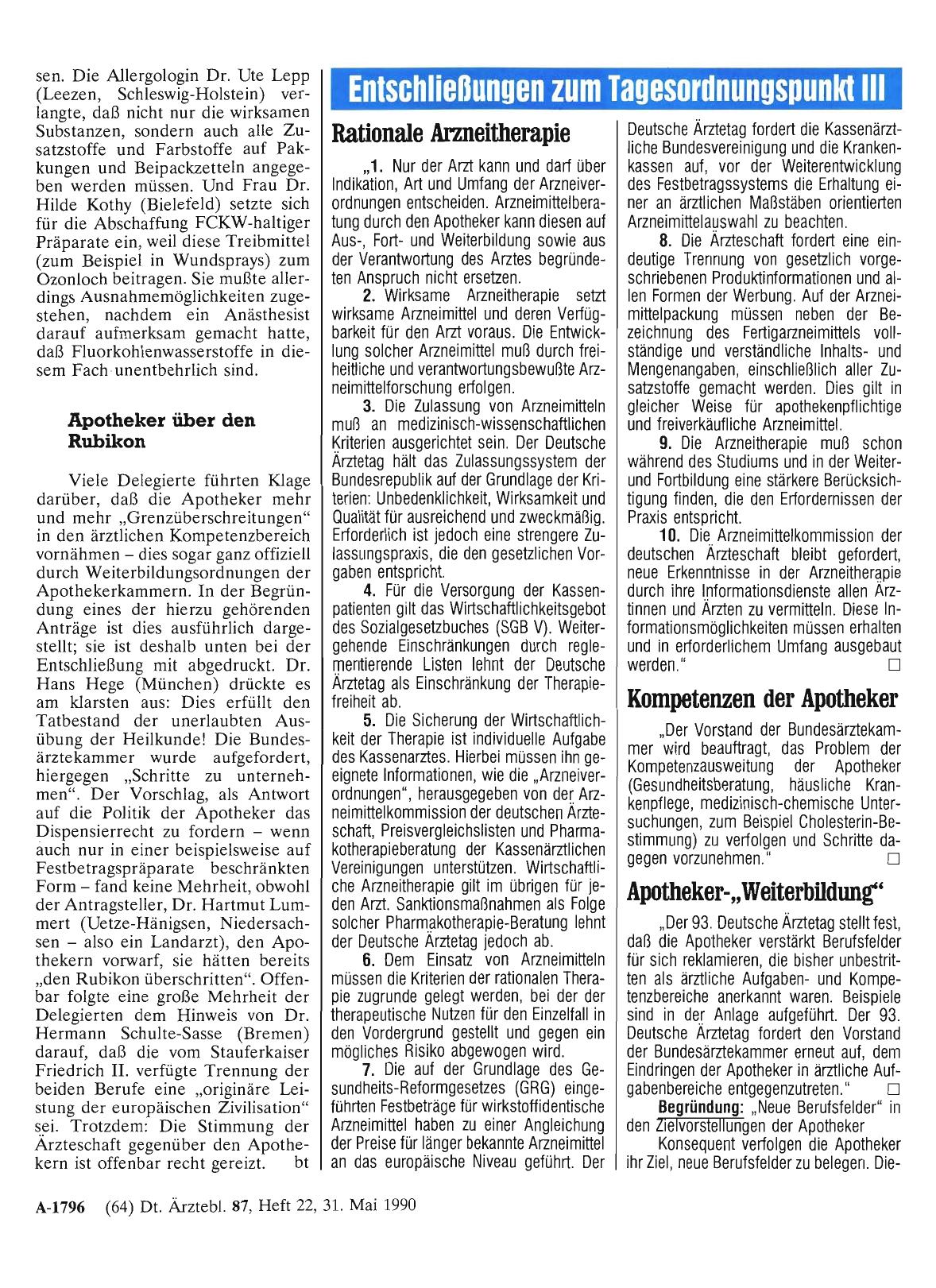 Vorschauseite 1: Entschließungen zum Tagesordnungspunkt III