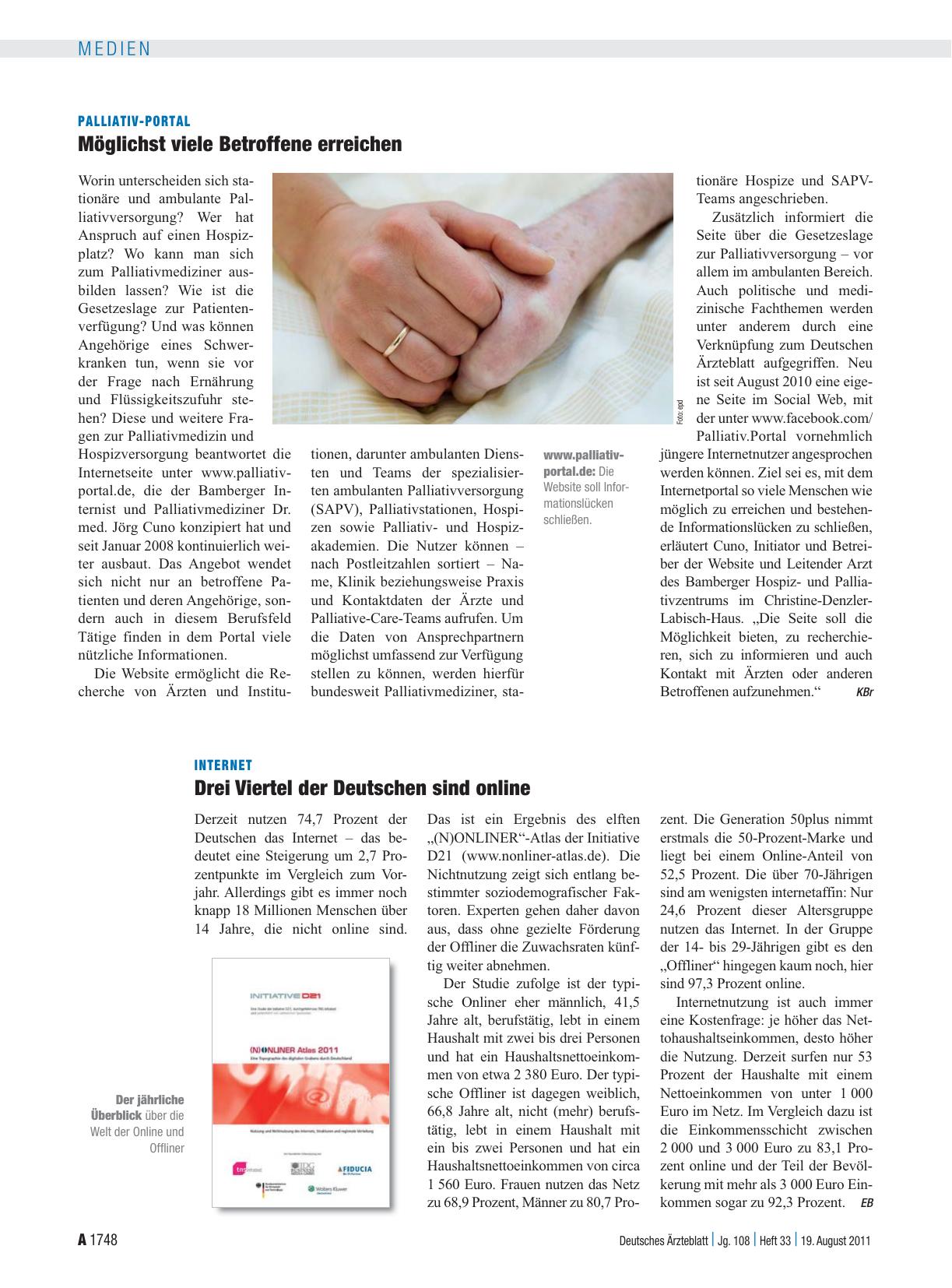 Vorschauseite 1: Internet: Drei Viertel der Deutschen sind online