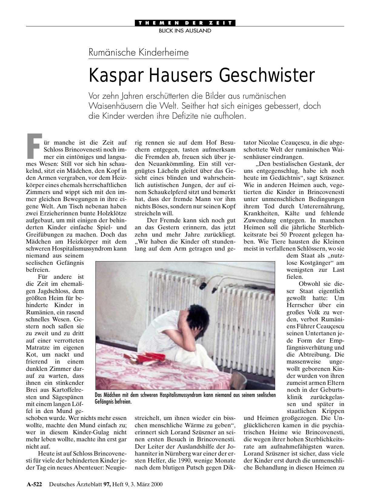 Vorschauseite 1: Rumänische Kinderheime: Kaspar Hausers Geschwister