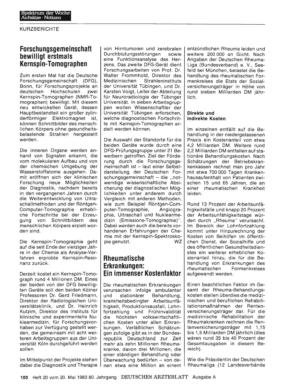 Vorschauseite 1: Forschungsgemeinschaft bewilligt erstmals Kernspin-Tomographen