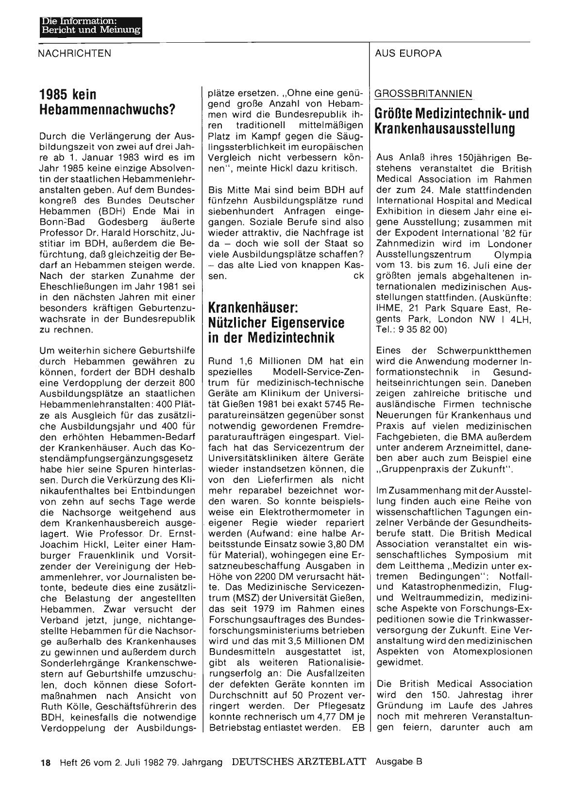 Vorschauseite 1: 1985 kein Hebammennachwuchs?