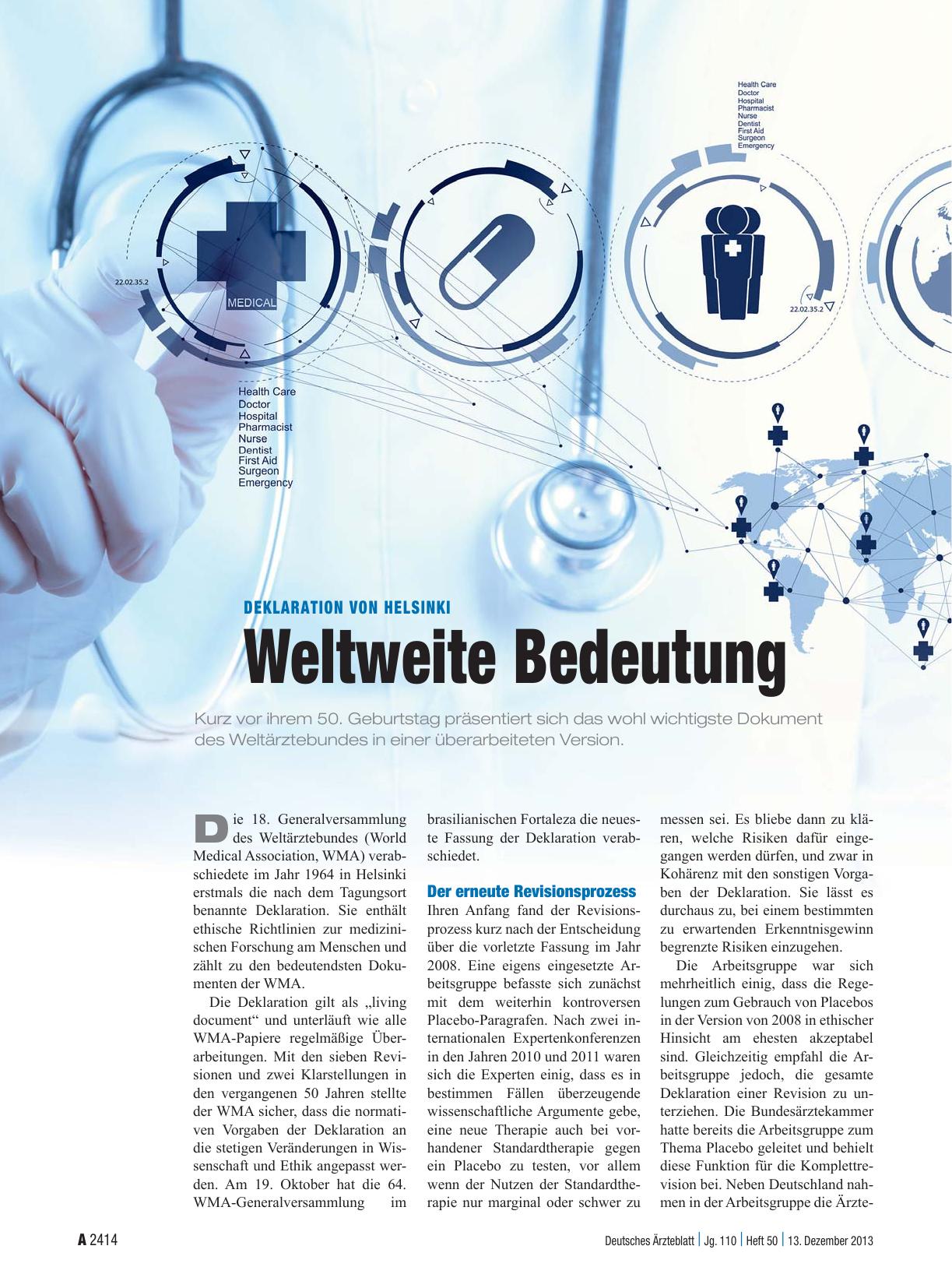 Vorschauseite 1: Deklaration von Helsinki: Weltweite Bedeutung