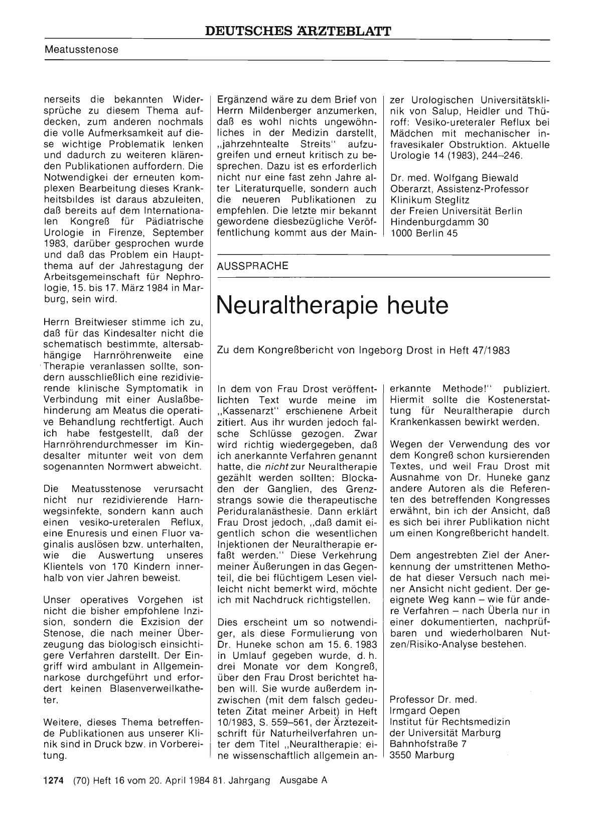 Vorschauseite 1: Neuraltherapie heute: I.