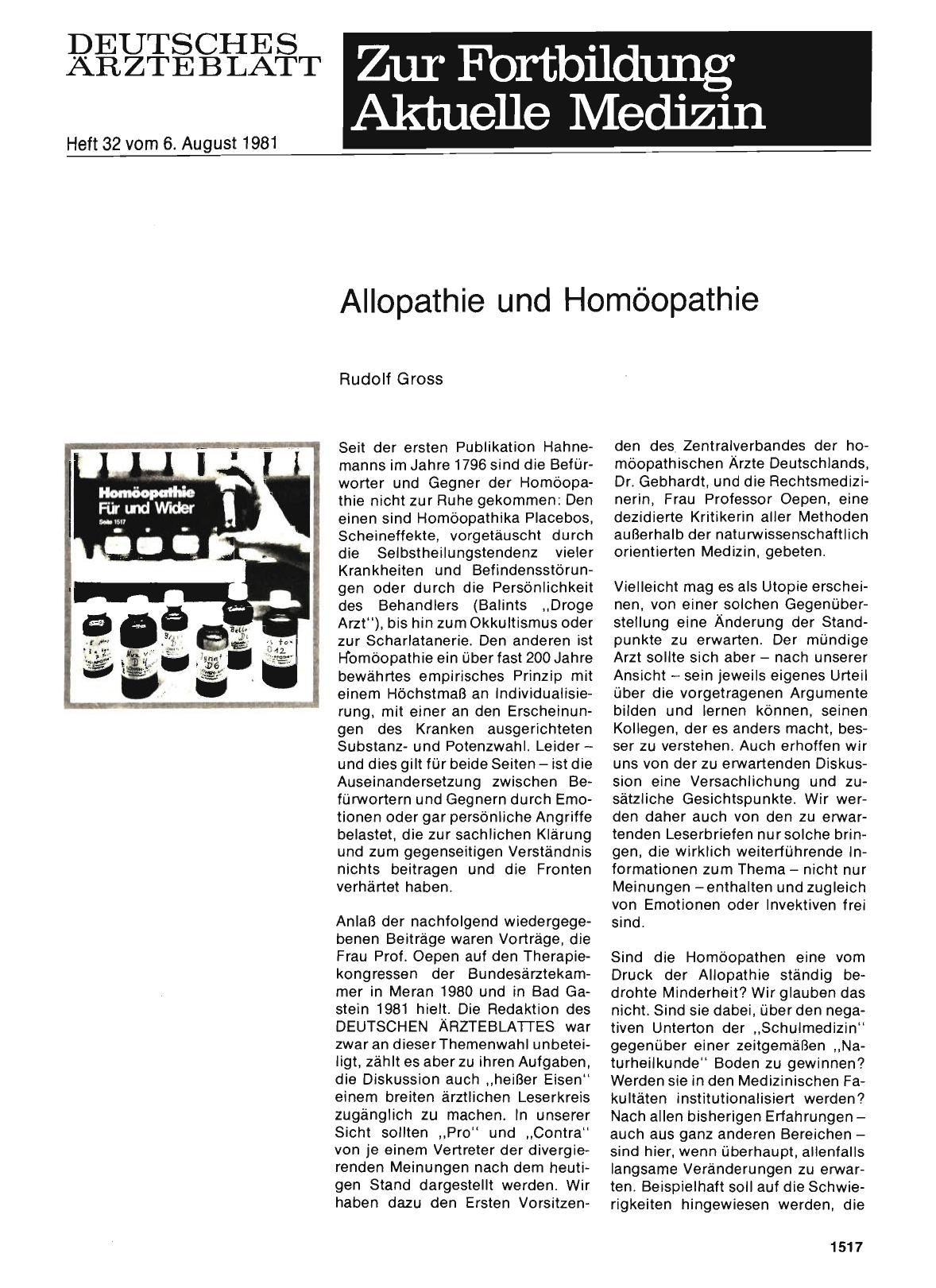 Vorschauseite 1: Allopathie und Homöopathie