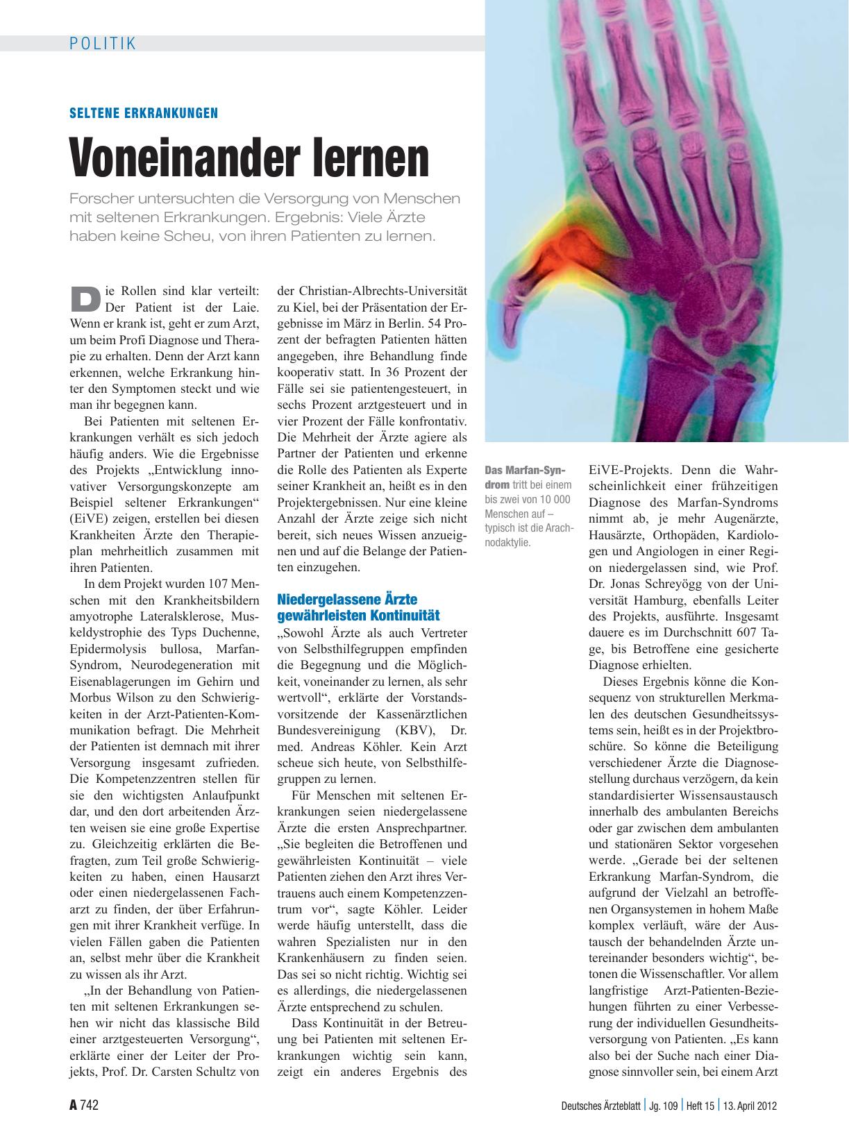 Vorschauseite 1: Seltene Erkrankungen: Voneinander lernen