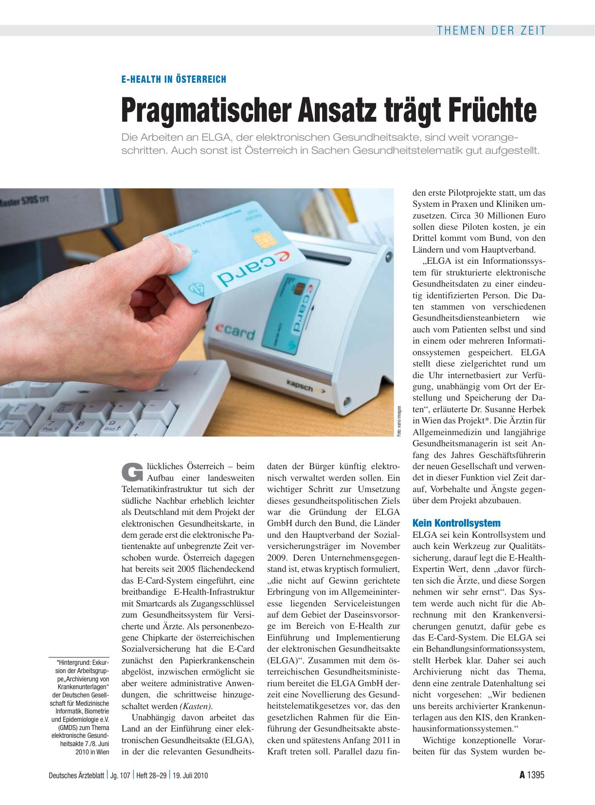 Vorschauseite 1: E-Health in Österreich: Pragmatischer Ansatz trägt Früchte