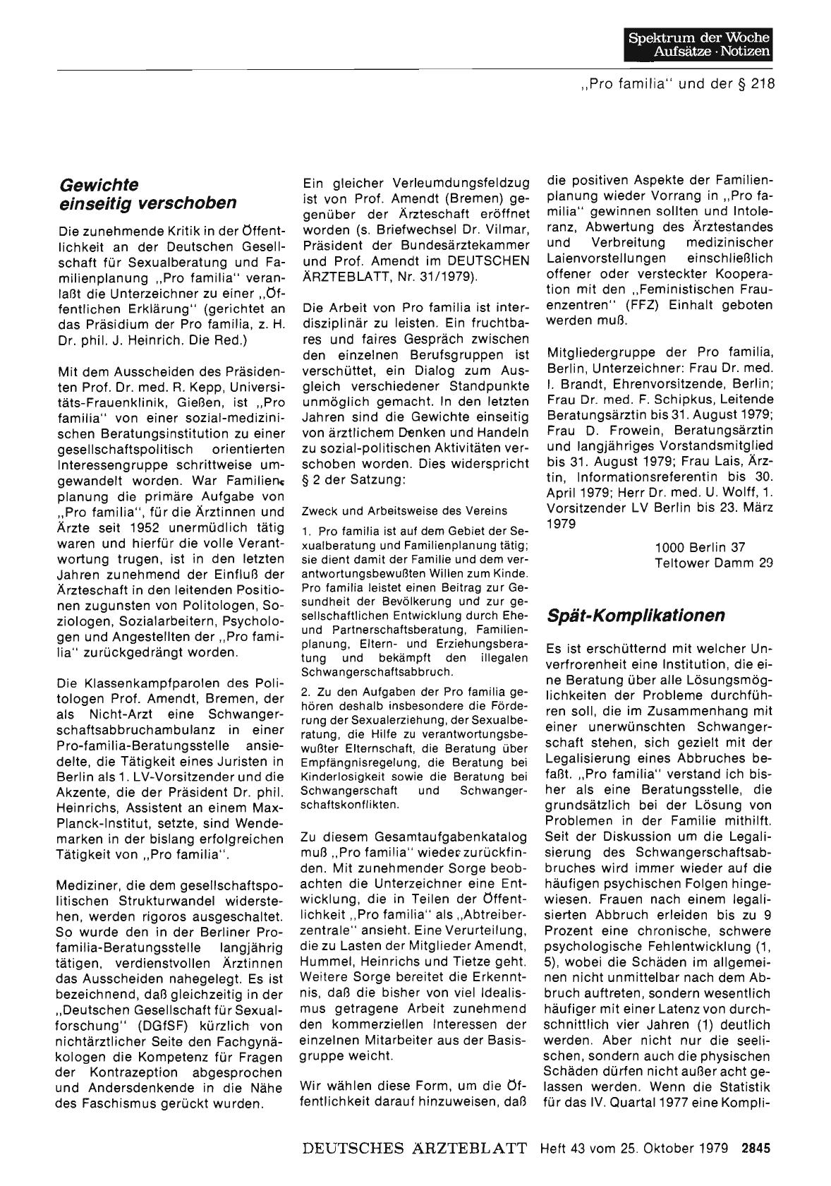 Vorschauseite 1: Pro familia — contra legem: Spät-Komplikationen