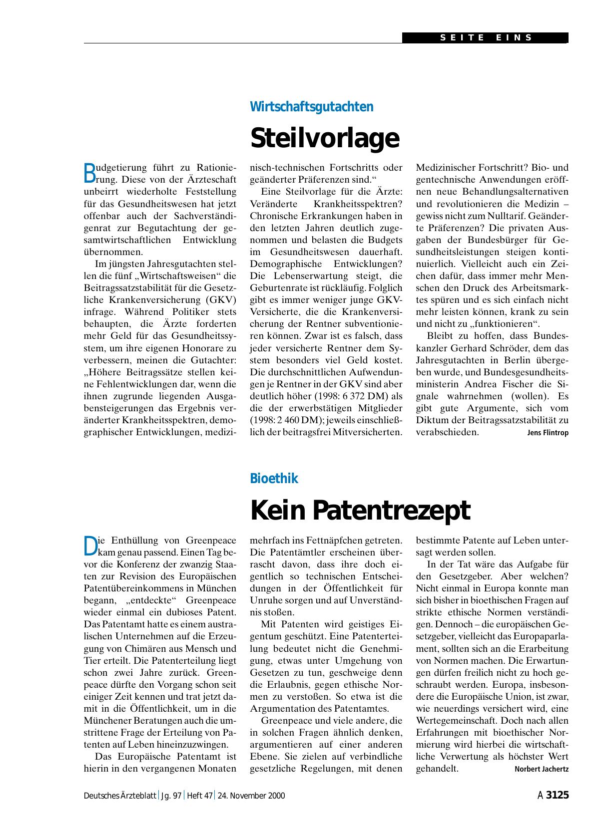 Vorschauseite 1: Wirtschaftsgutachten: Steilvorlage