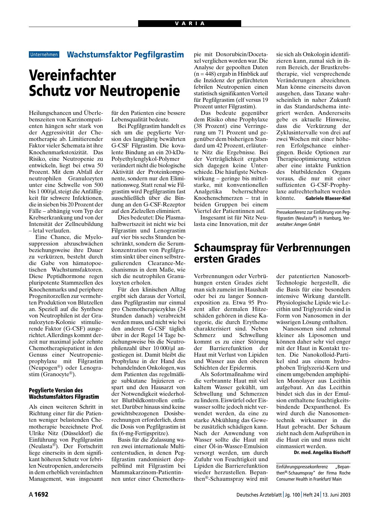Vorschauseite 1: Schaumspray für Verbrennungen ersten Grades