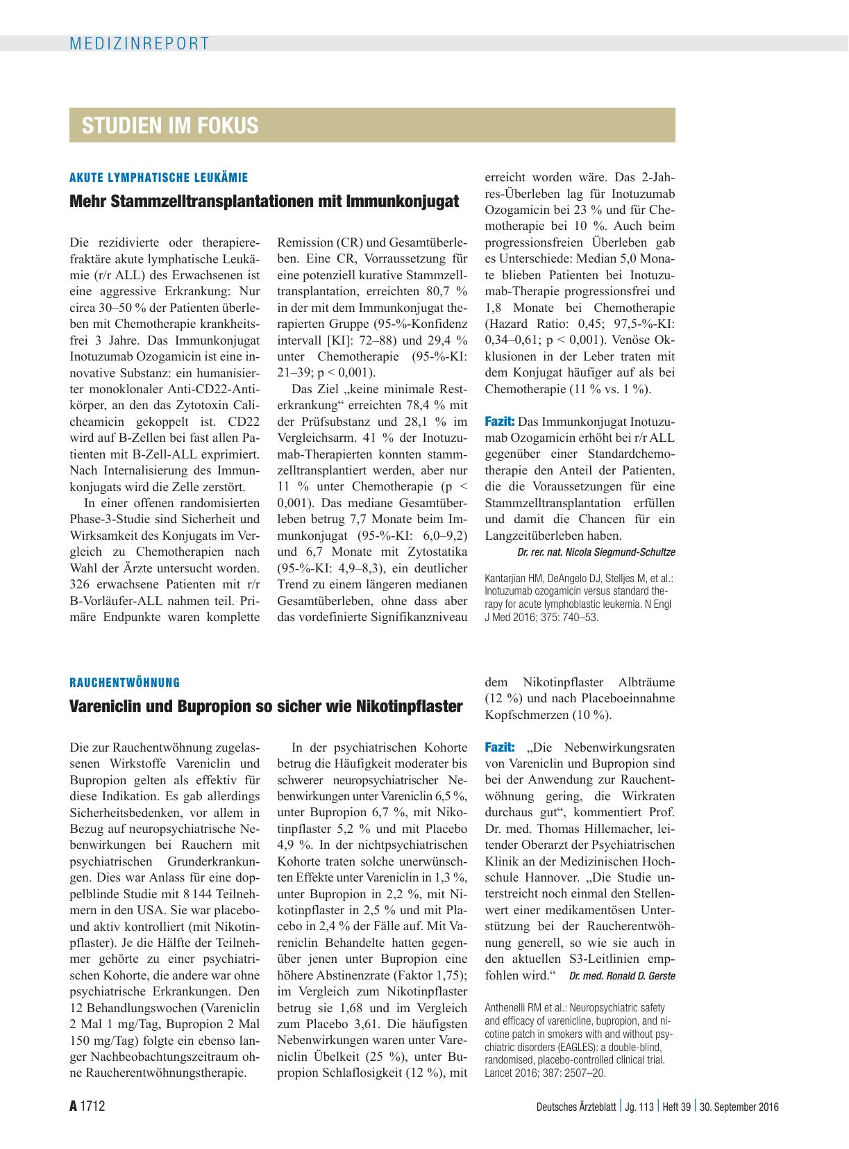 Vorschauseite 1: Akute lymphatische Leukämie: Mehr Stammzelltransplantationen mit Immunkonjugat