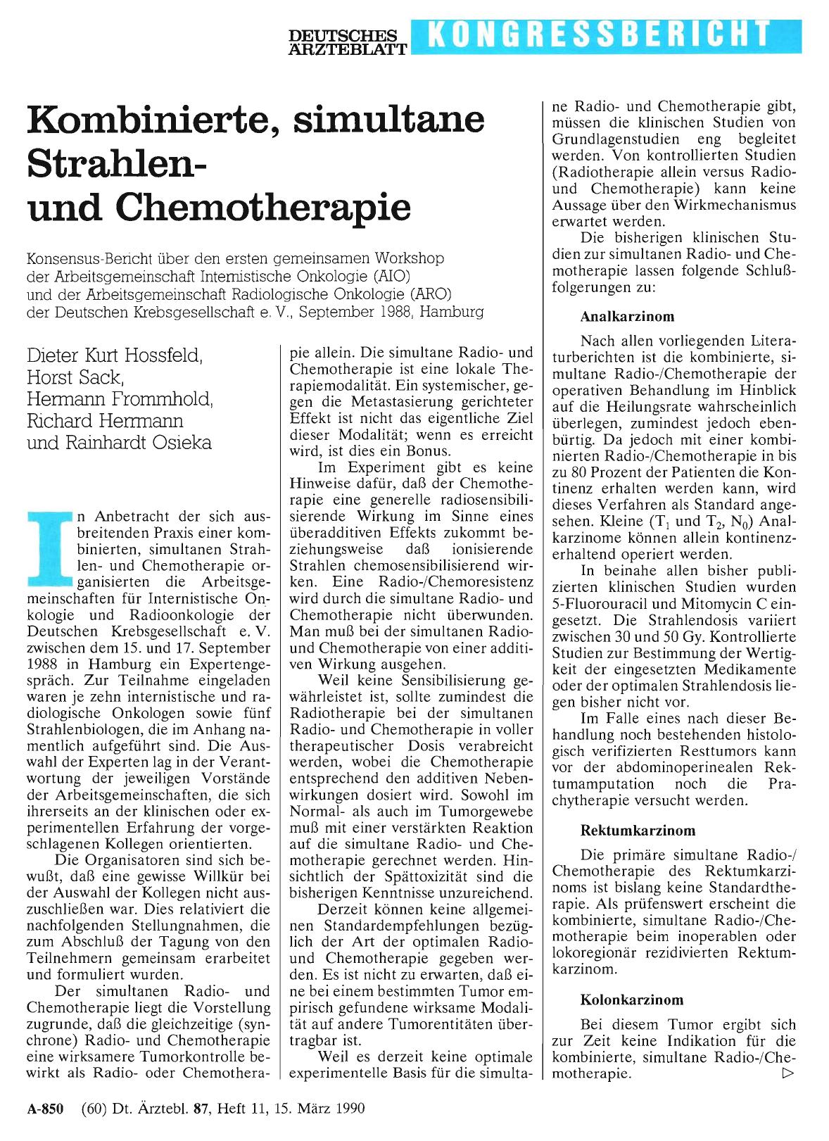 Vorschauseite 1: Kombinierte, simultane Strahlenund Chemotherapie
