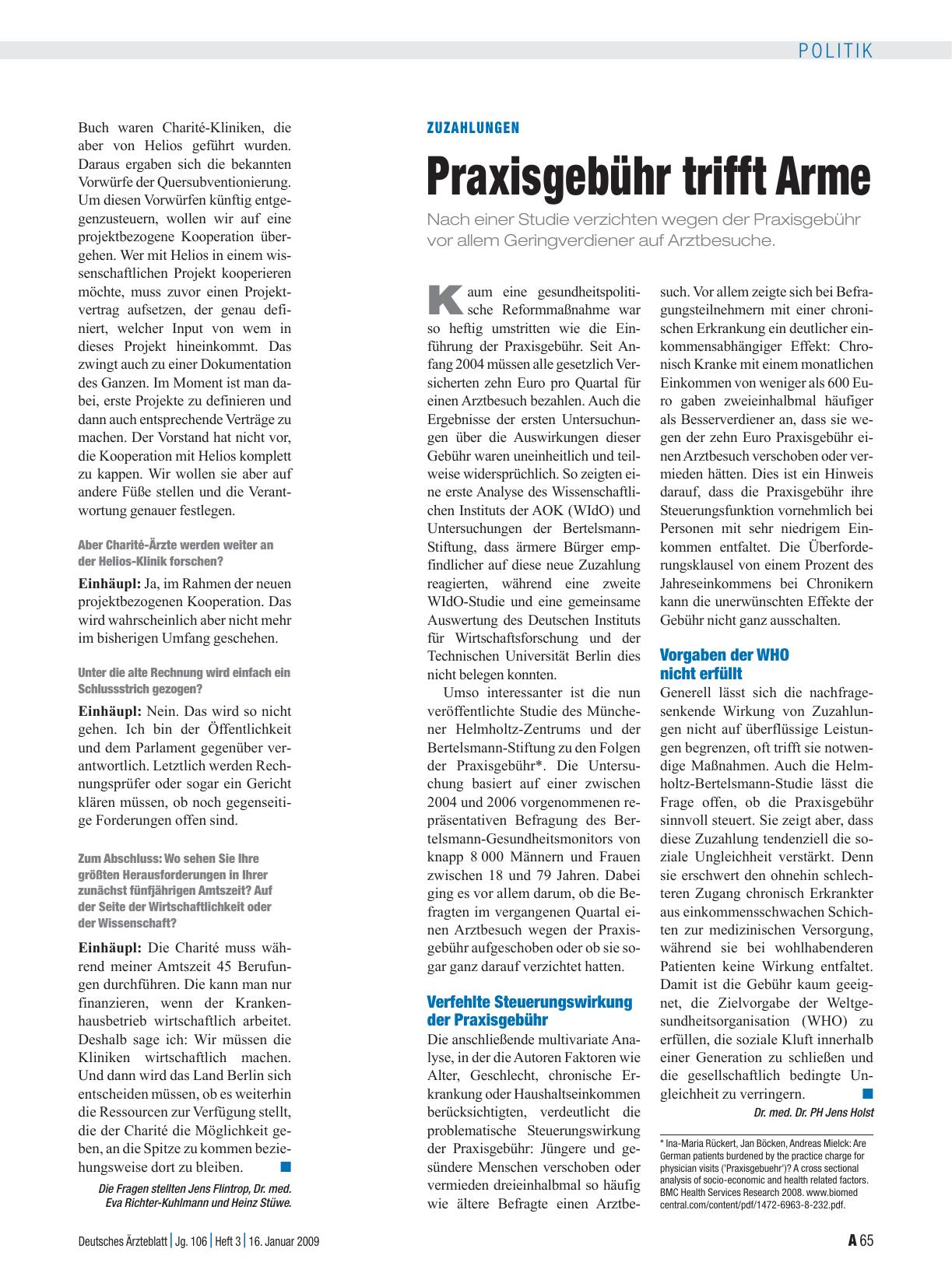 Vorschauseite 1: Zuzahlungen: Praxisgebühr trifft Arme