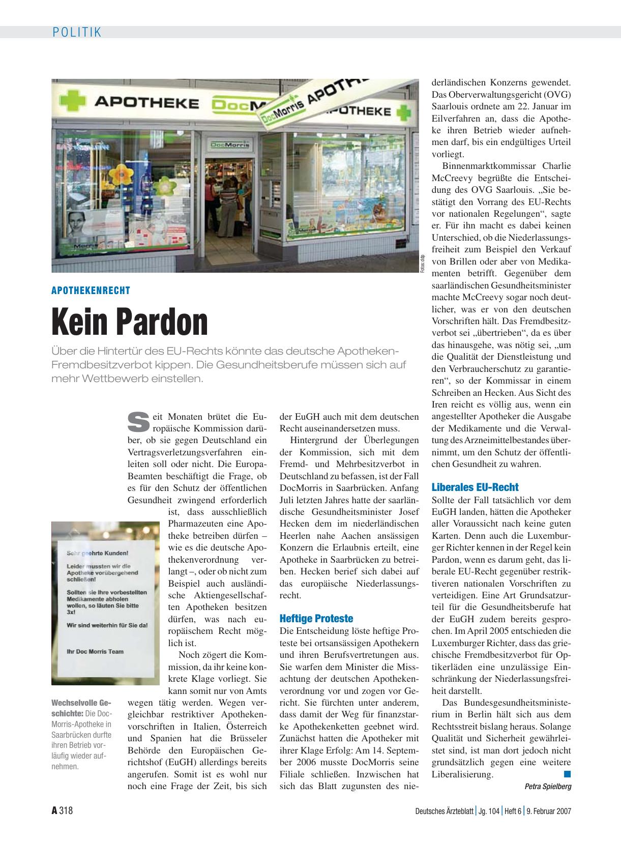 Vorschauseite 1: Apothekenrecht: Kein Pardon