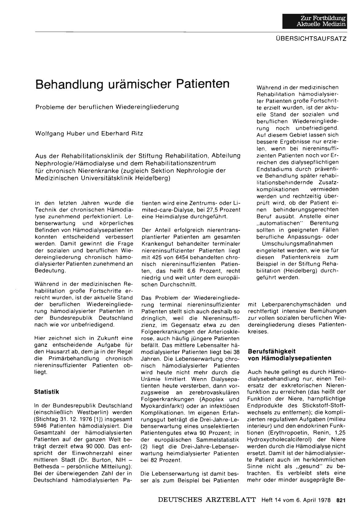 Vorschauseite 1: Behandlung urämischer Patienten