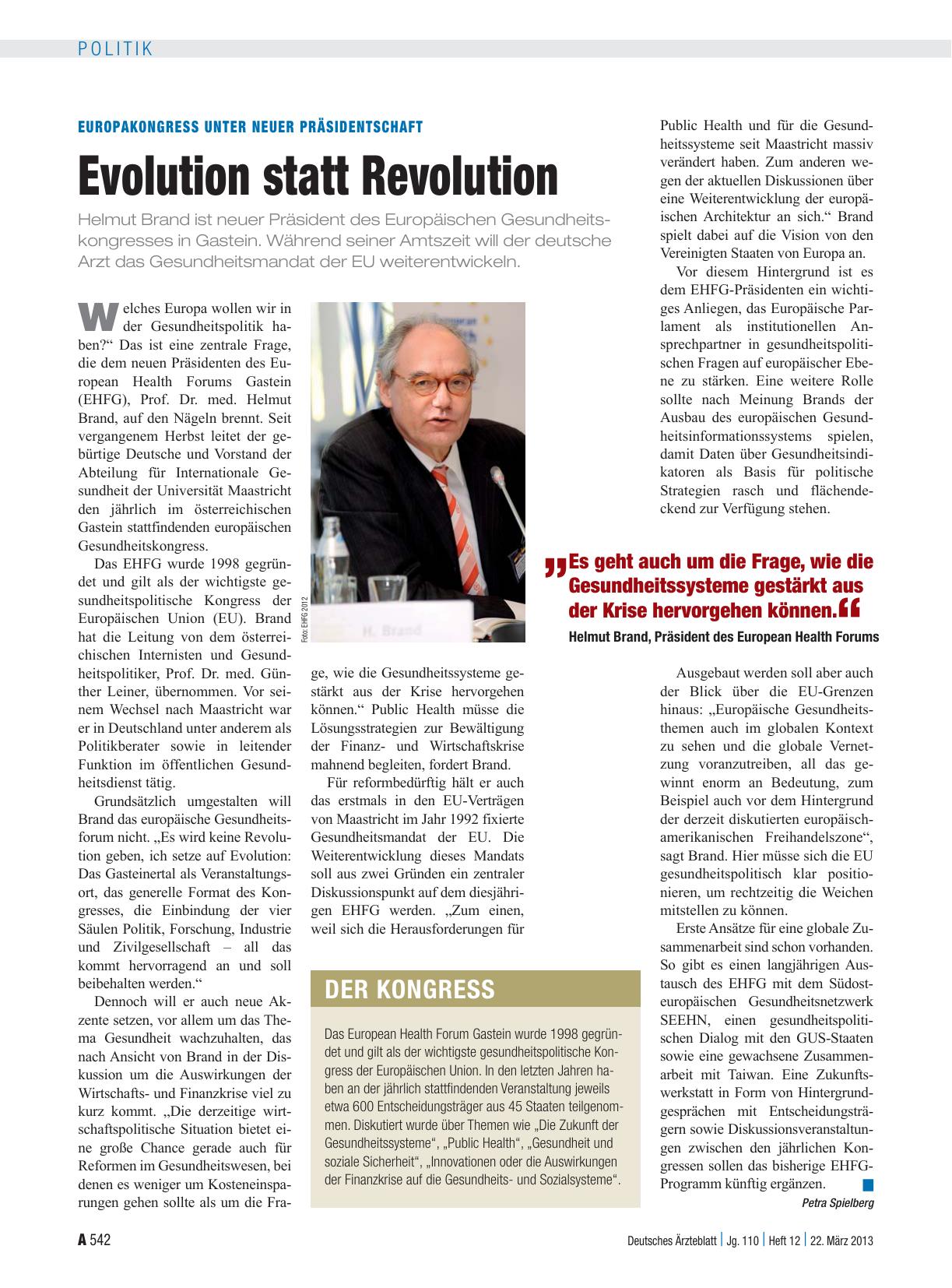 Vorschauseite 1: Europakongress unter neuer Präsidentschaft: Evolution statt Revolution