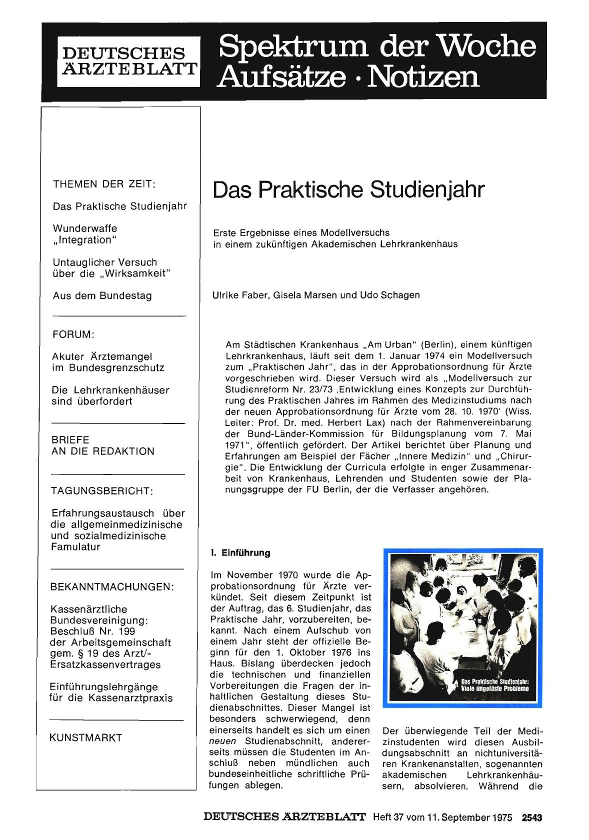 Vorschauseite 1: Das Praktische Studienjahr: Erste Ergebnisse eines Modellversuchs in einem zukünftigen Akademischen Lehrkrankenhaus