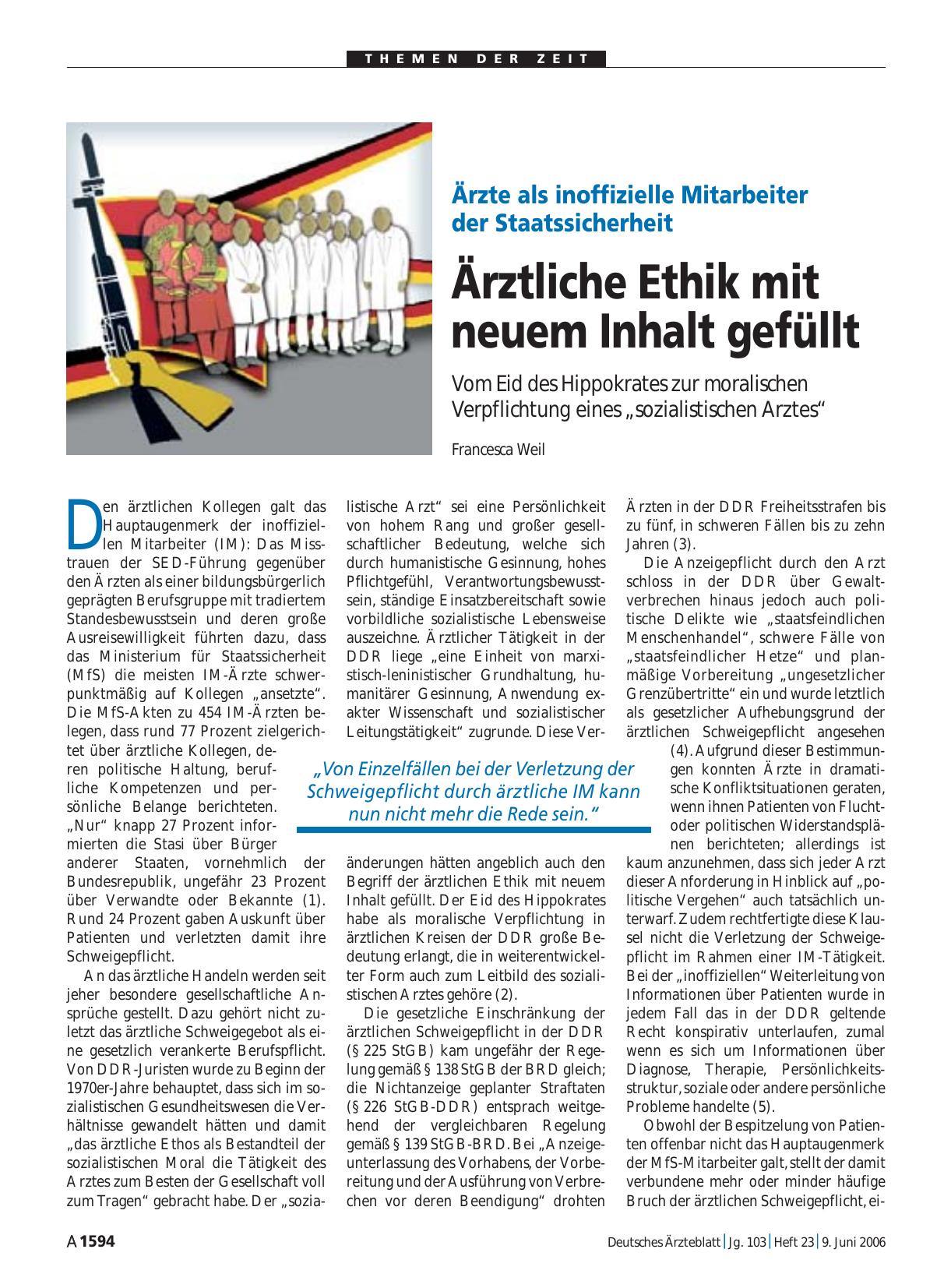 Vorschauseite 1: Ärzte als inoffizielle Mitarbeiter der Staatssicherheit: Ärztliche Ethik mit neuem Inhalt gefüllt