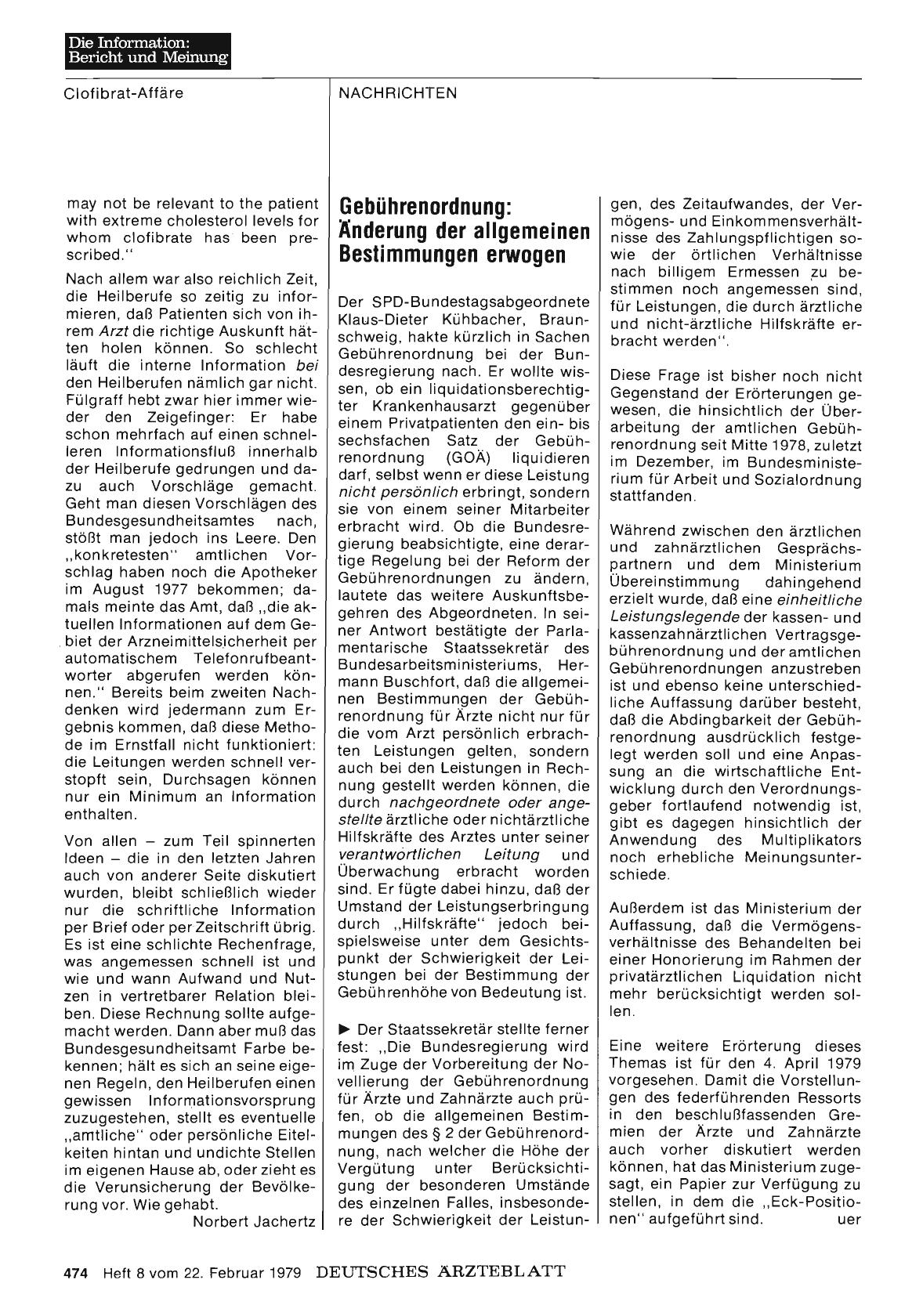 Vorschauseite 1: Gebührenordnung: Änderung der allgemeinen Bestimmungen erwogen