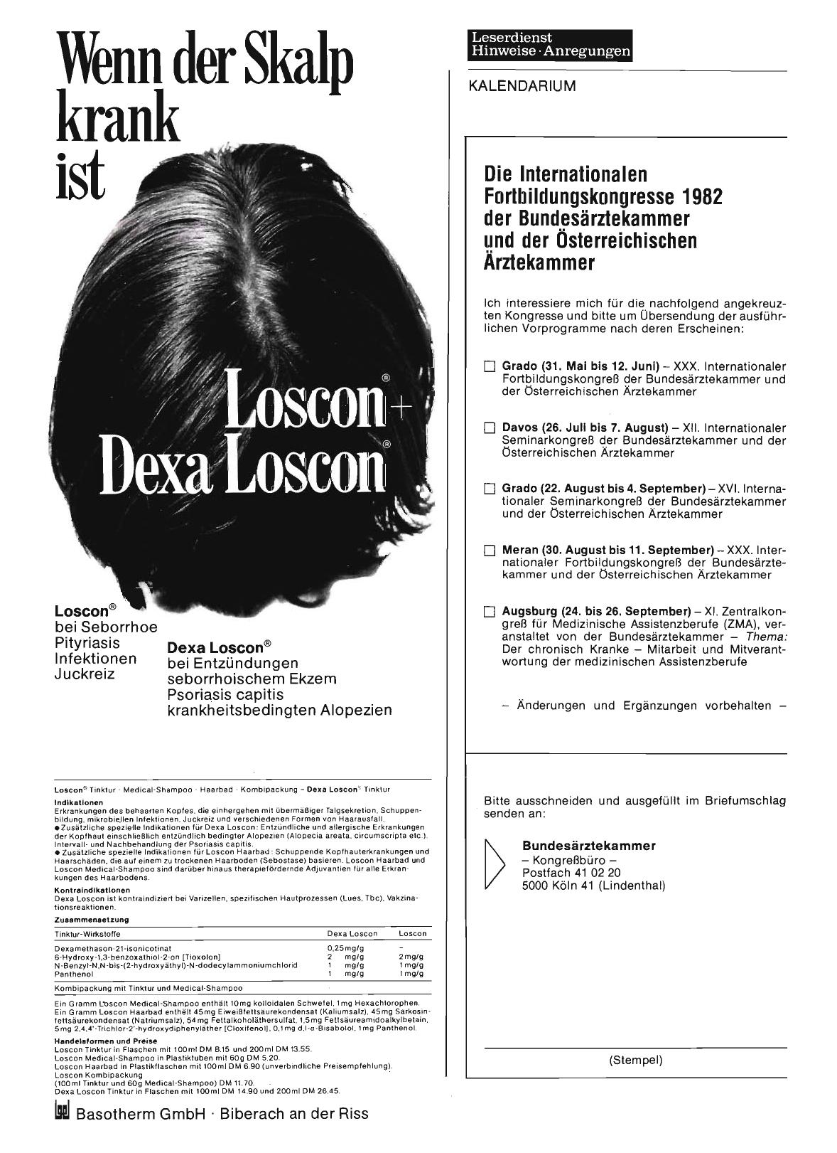 Vorschauseite 1: Die Internationalen Fortbildungskongresse 1982 der Bundesärztekammer und der Österreichischen Ärztekammer