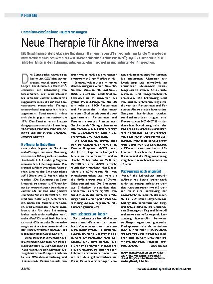 Vorschauseite 1: Chronisch-entzündliche Hauterkrankungen: Neue Therapie für Akne inversa