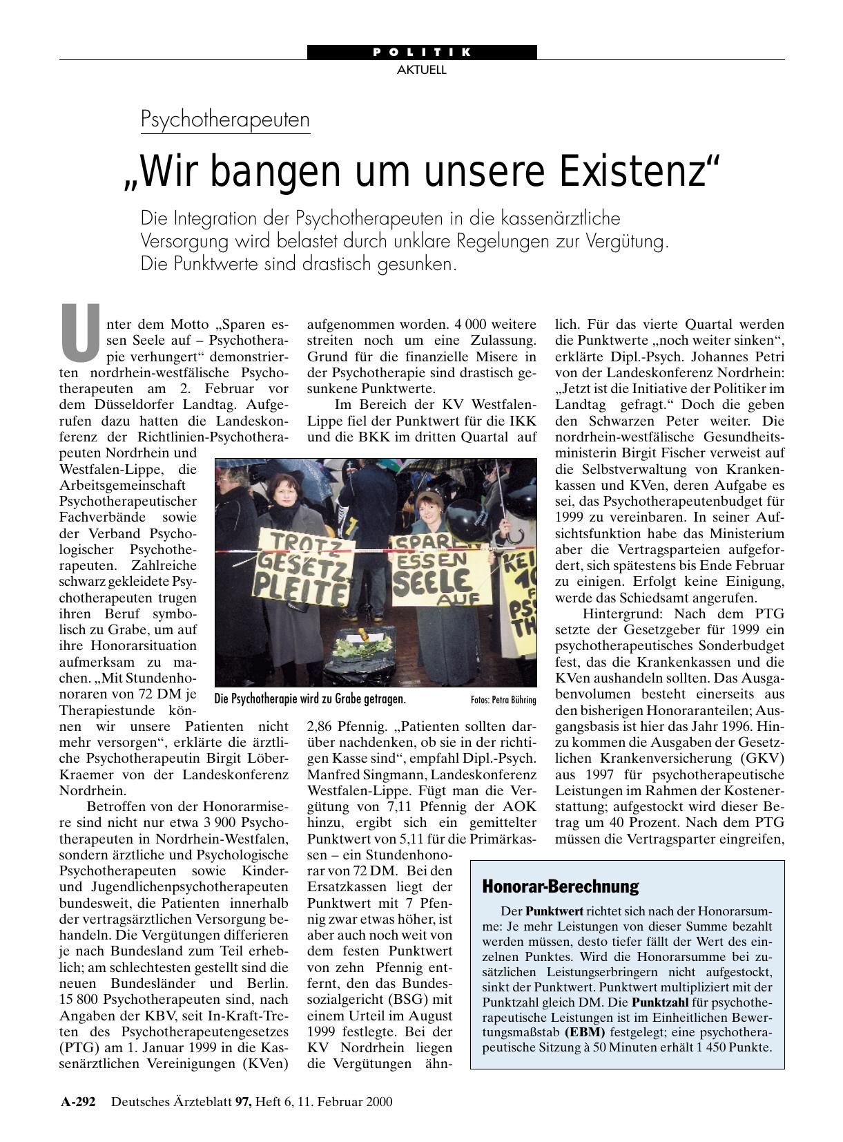 Vorschauseite 1: Psychotherapeuten: „Wir bangen um unsere Existenz“