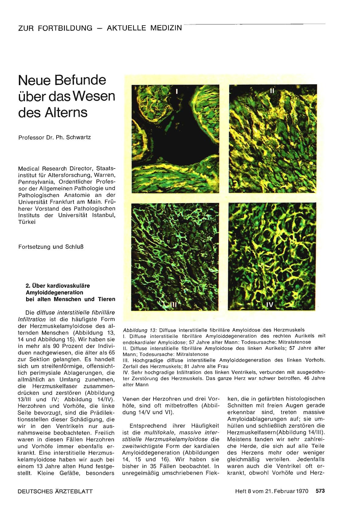 Vorschauseite 1: Neue Befunde über das Wesen des Alterns (Fortsetzung und Schluß)
