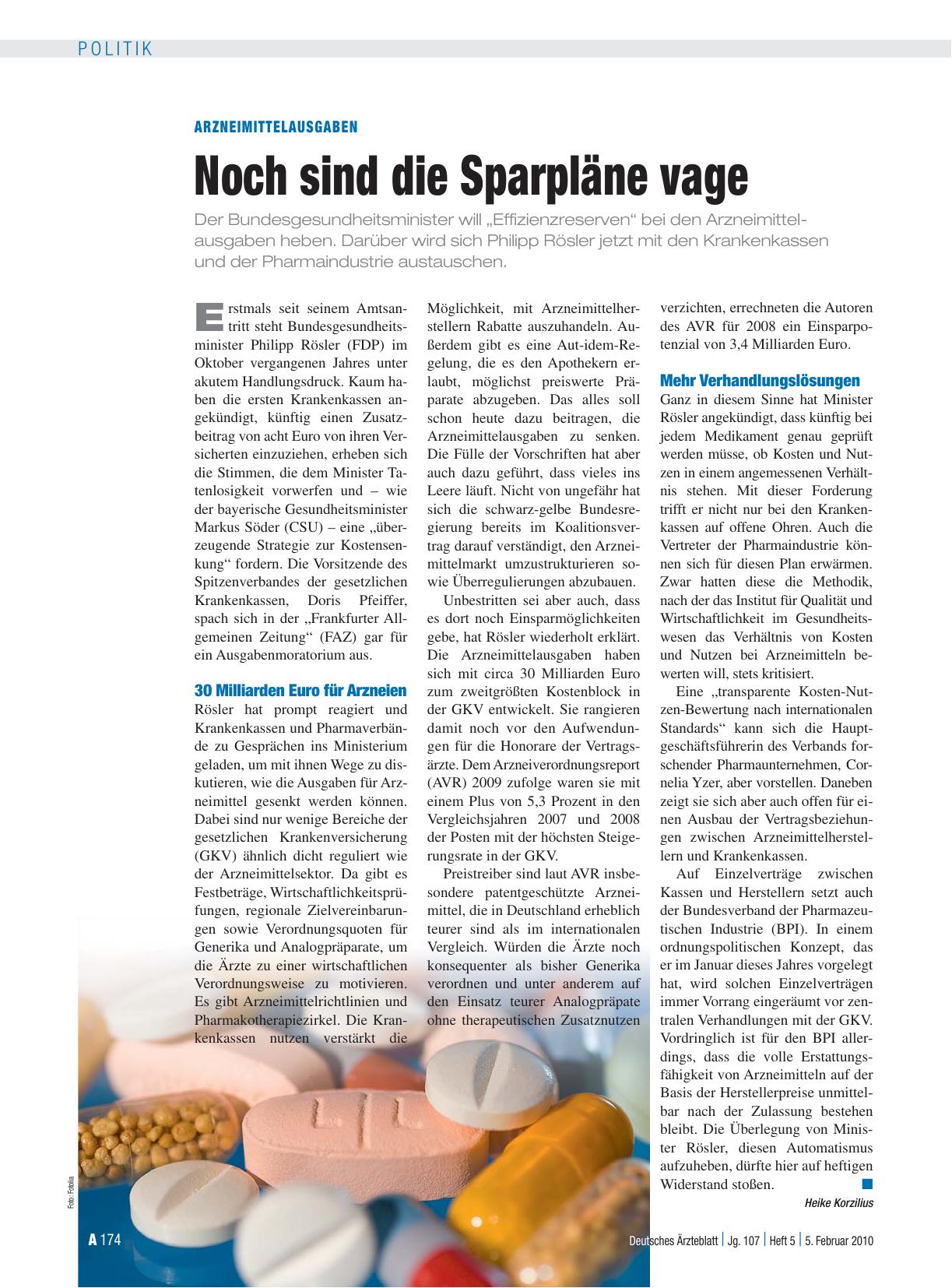 Vorschauseite 1: Arzneimittelausgaben: Noch sind die Sparpläne vage