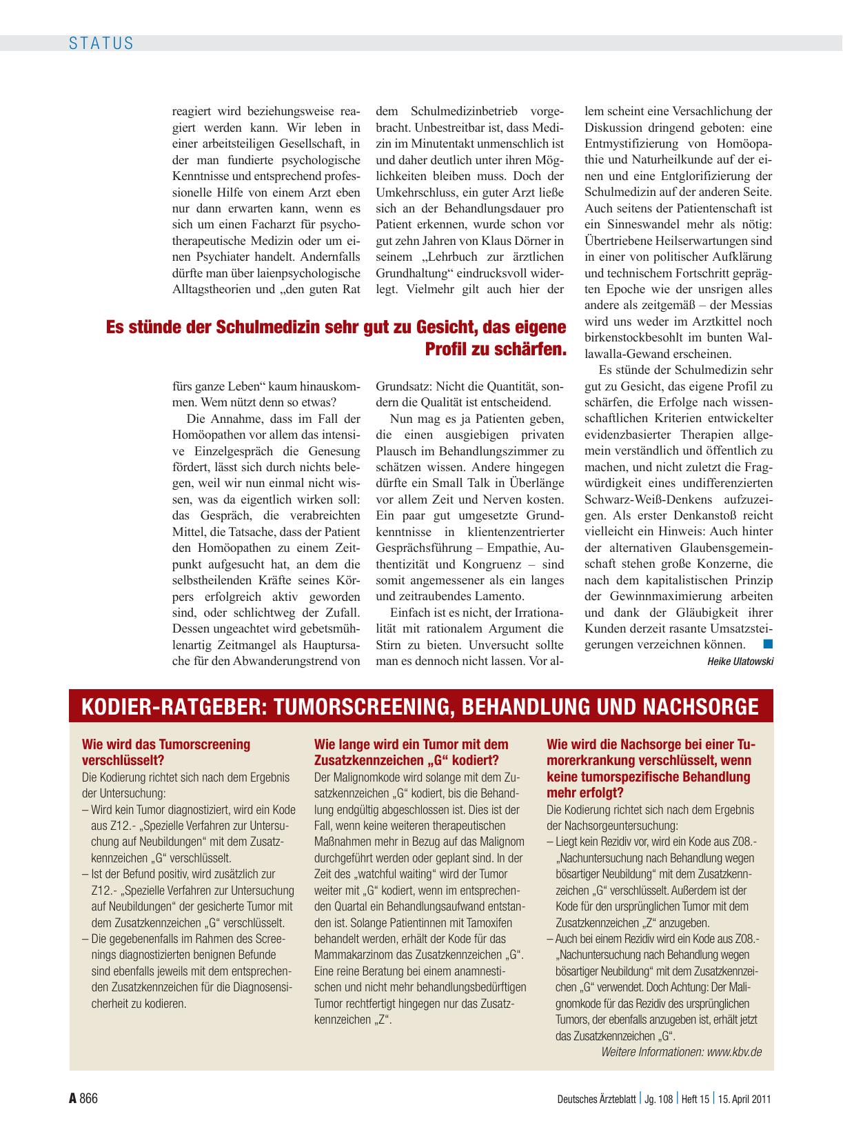 Vorschauseite 1: Tumorscreening, Behandlung und Nachsorge