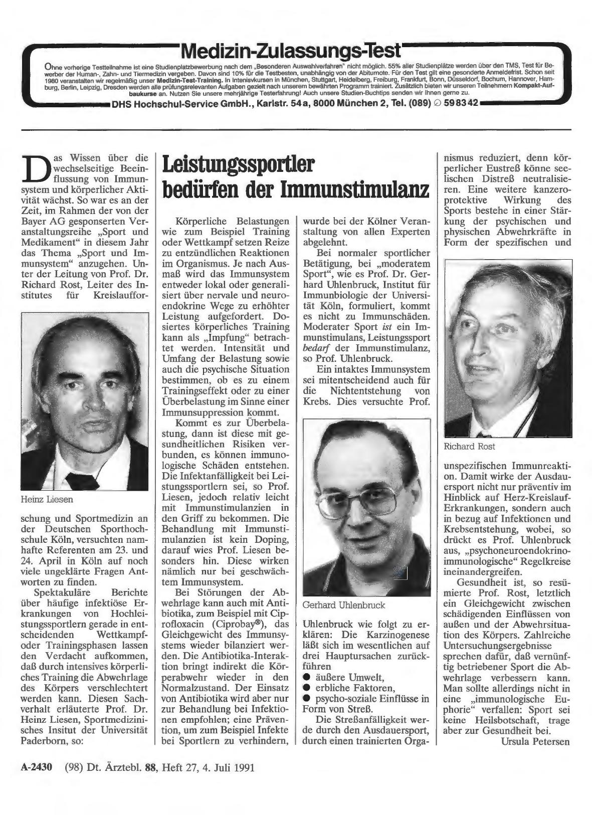 Vorschauseite 1: Leistungssportler bedürfen der Immunstimulanz