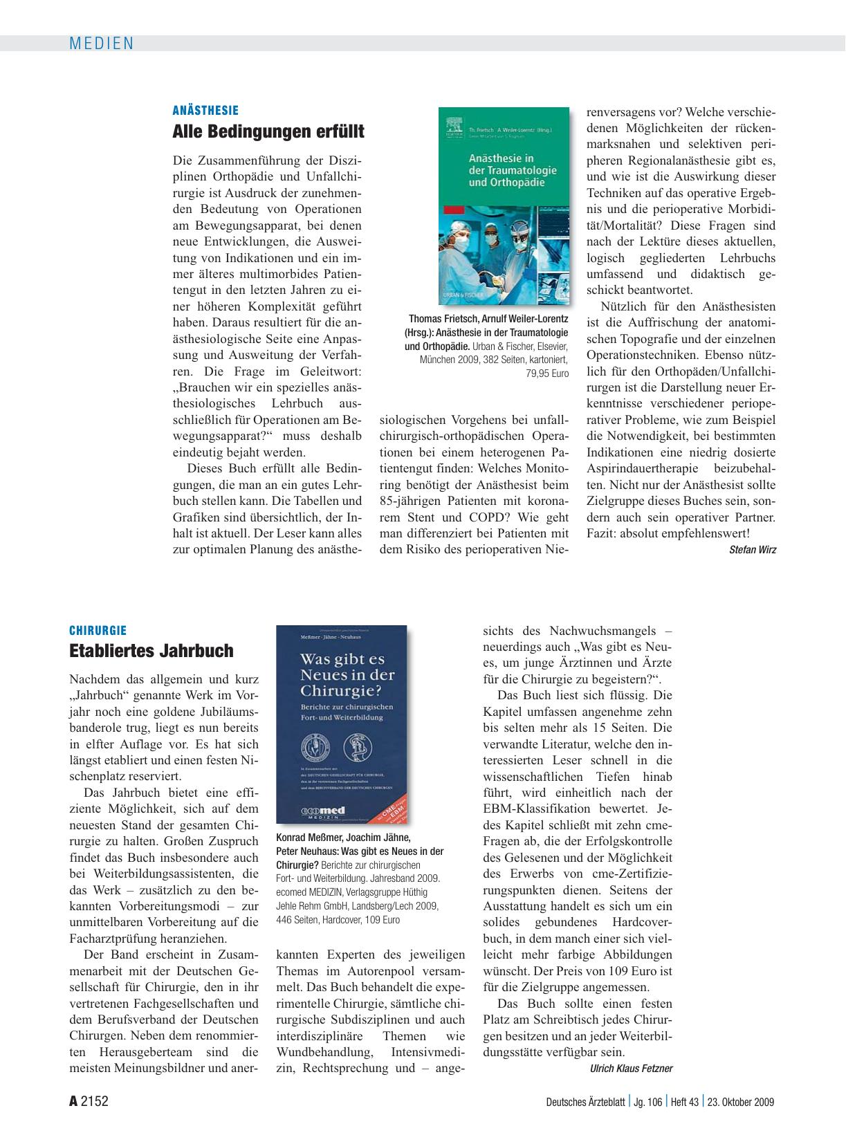 Vorschauseite 1: Chirurgie: Etabliertes Jahrbuch