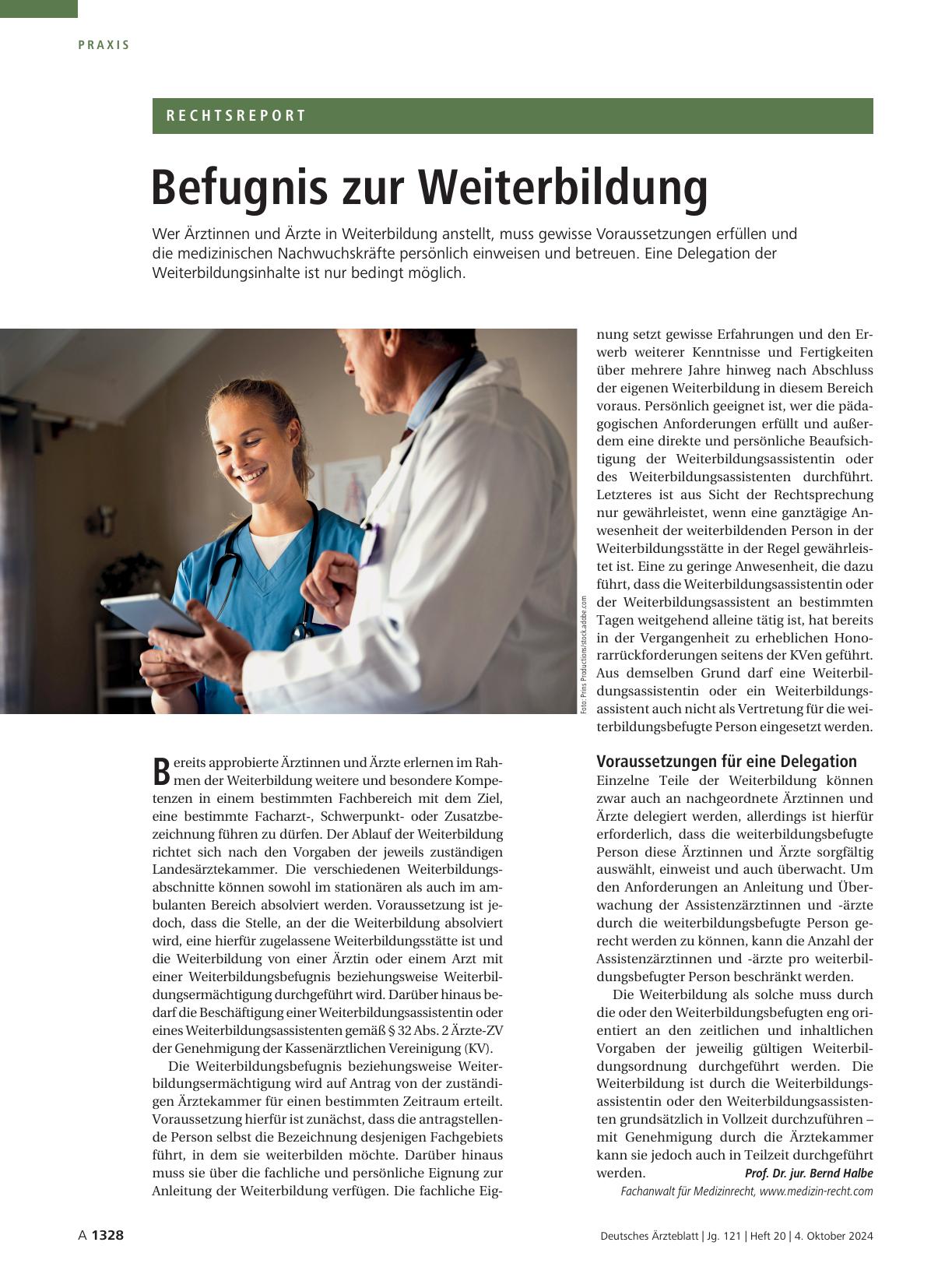 Vorschauseite 1: Befugnis zur Weiterbildung