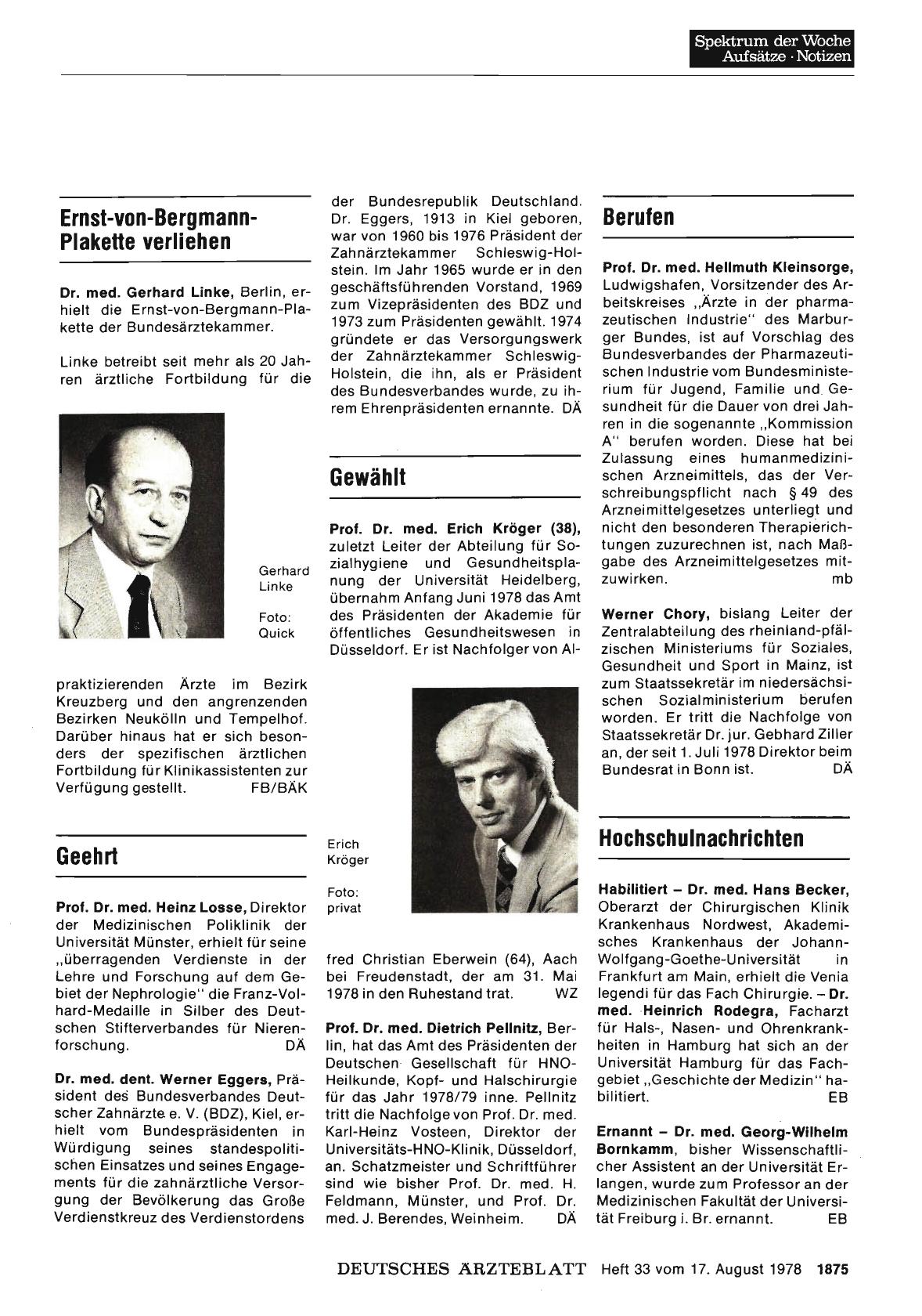 Vorschauseite 1: Ernst-von-Bergmann-Plakette verliehen