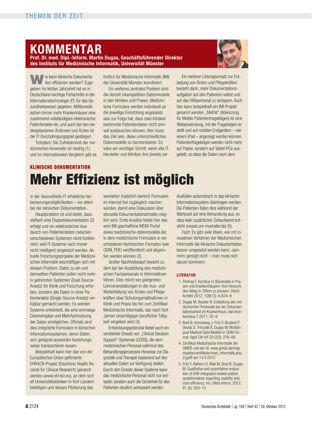Vorschauseite 1: Klinische Dokumentation: Mehr Effizienz ist möglich