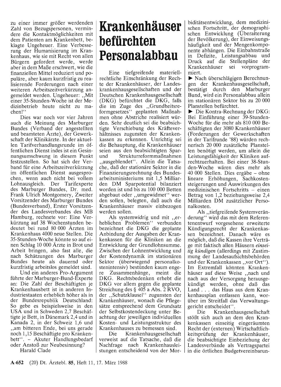 Vorschauseite 1: Krankenhäuser befürchten Personalabbau