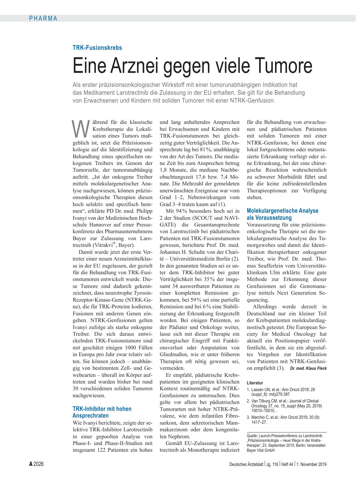 Vorschauseite 1: TRK-Fusionskrebs: Eine Arznei gegen viele Tumore