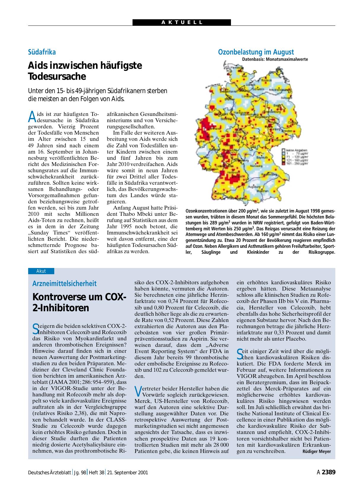 Vorschauseite 1: Arzneimittelsicherheit: Kontroverse um COX-2-Inhibitoren