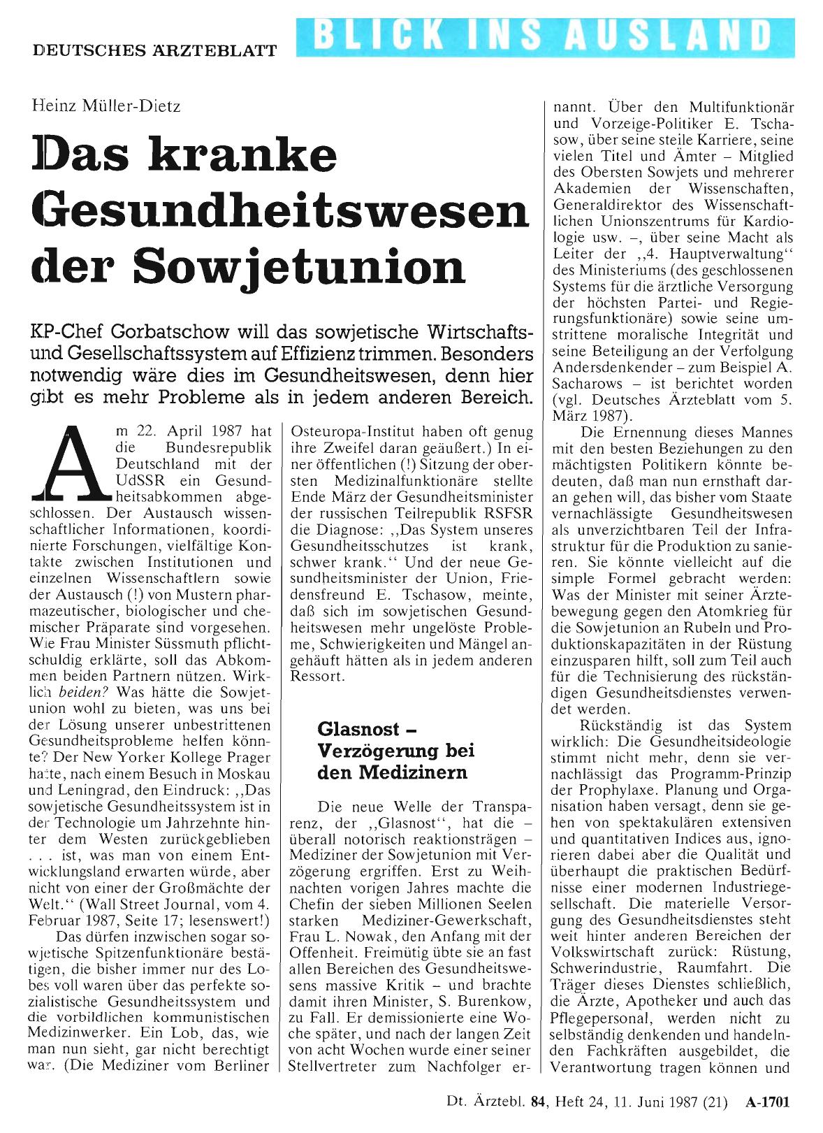 Vorschauseite 1: Das kranke Gesundheitswesen der Sowjetunion