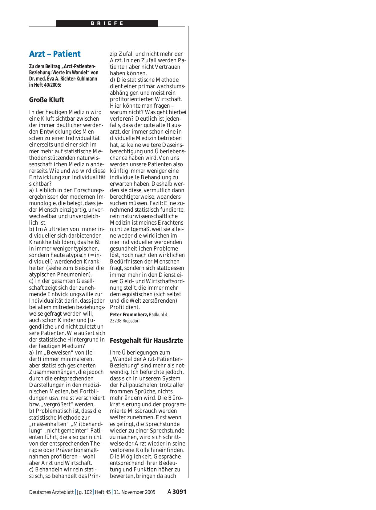 Vorschauseite 1: Arzt – Patient: Festgehalt für Hausärzte