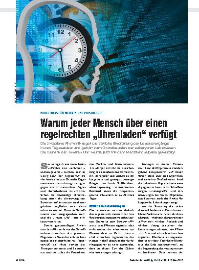 Vorschauseite 1: Nobelpreis für Medizin und Physiologie: Warum jeder Mensch über einen regelrechten „Uhrenladen“ verfügt