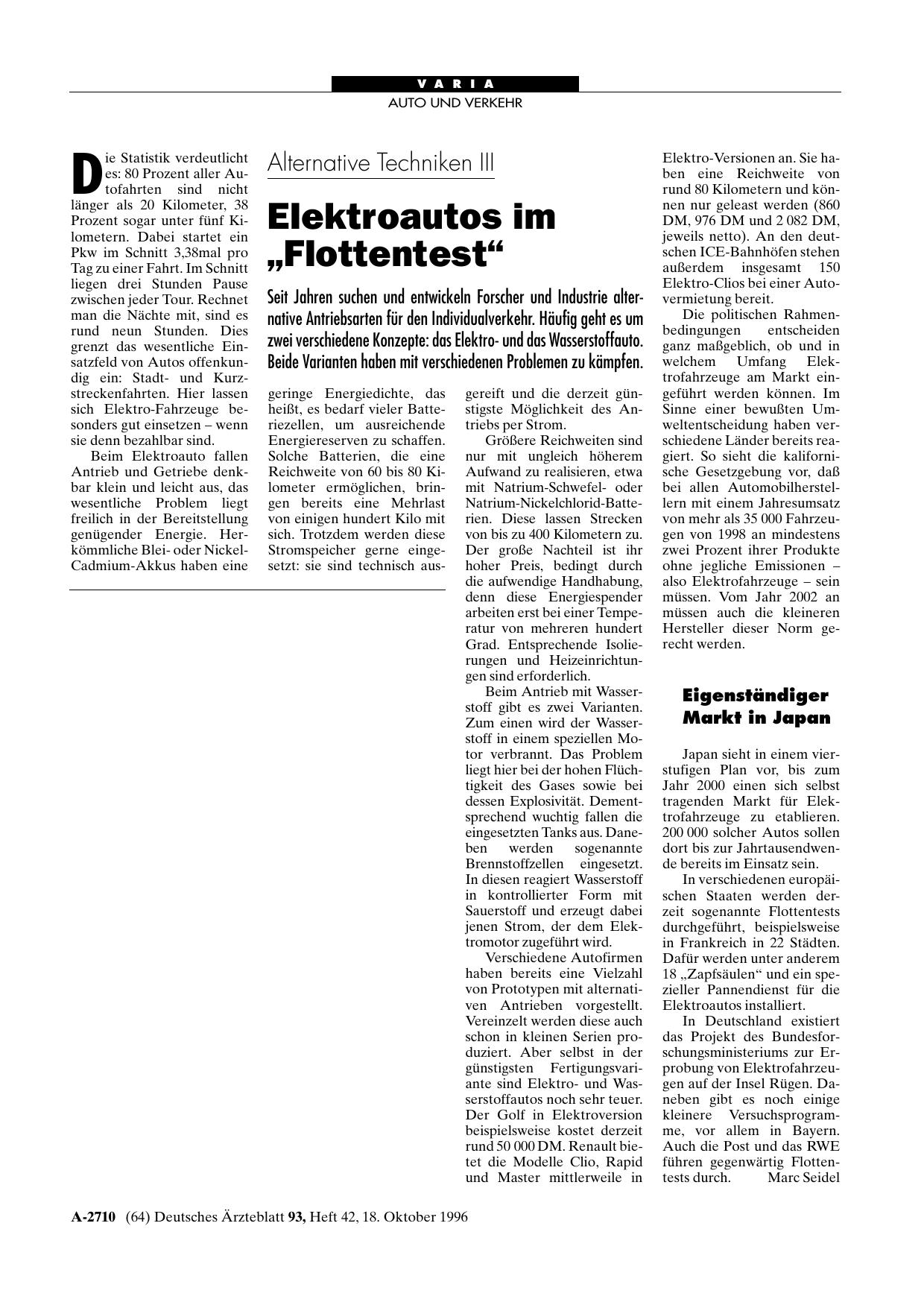 Vorschauseite 1: Alternative Techniken III: Elektroautos im „Flottentest“