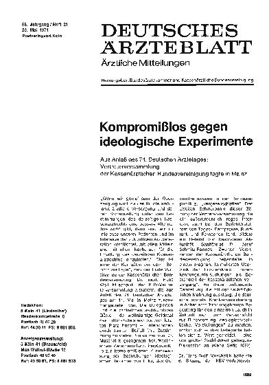 Vorschauseite 1: Kompromißlos gegen ideologische Experimente