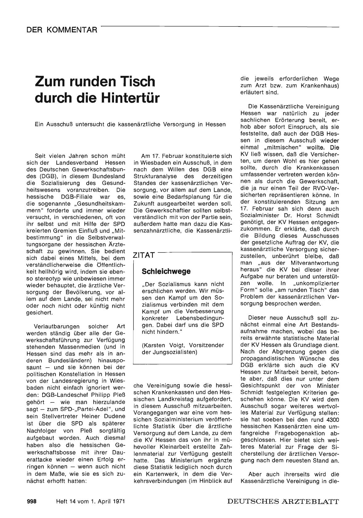 Vorschauseite 1: Zum runden Tisch durch die Hintertür