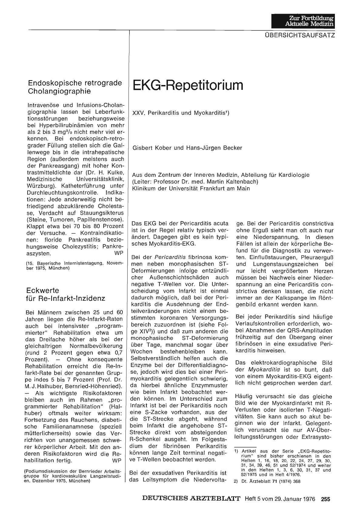 Vorschauseite 1: Eckwerte für Re-Infarkt-Inzidenz