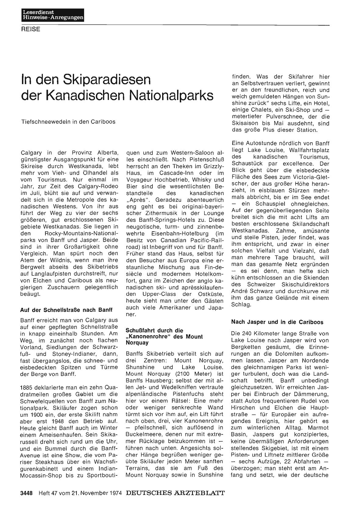 Vorschauseite 1: In den Skiparadiesen der Kanadischen Nationalparks