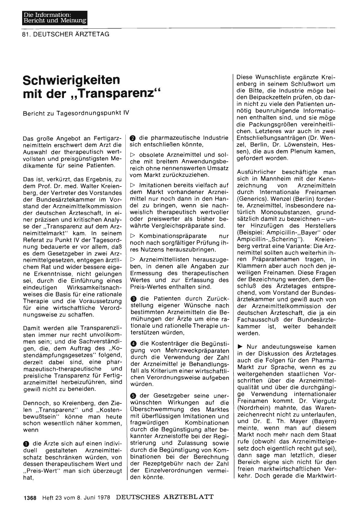 Vorschauseite 1: Schwierigkeiten mit der „Transparenz“: Bericht zu Tagesordnungspunkt IV