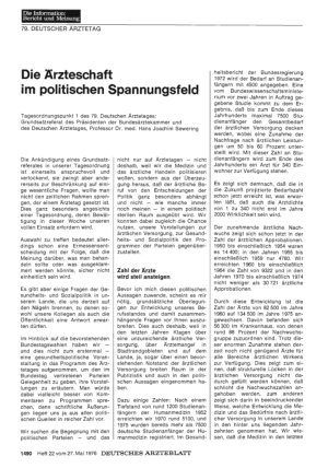 Vorschauseite 1: Die Ärzteschaft im politischen Spannungsfeld