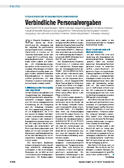 Vorschauseite 1: Psychiatrische und Psychosomatische Krankenhäuser: Verbindliche Personalvorgaben