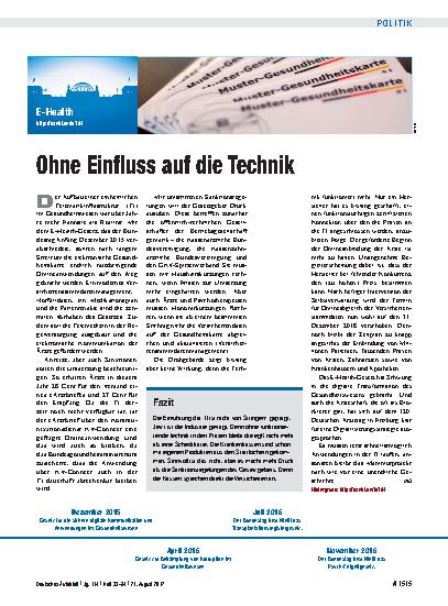 Vorschauseite 1: E-Health: Ohne Einfluss auf die Technik