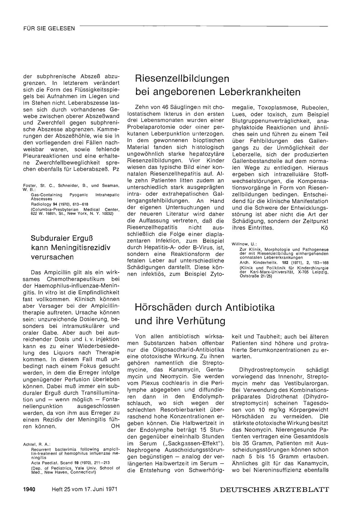 Vorschauseite 1: Subduraler Erguß kann Meningitisrezidiv verursachen