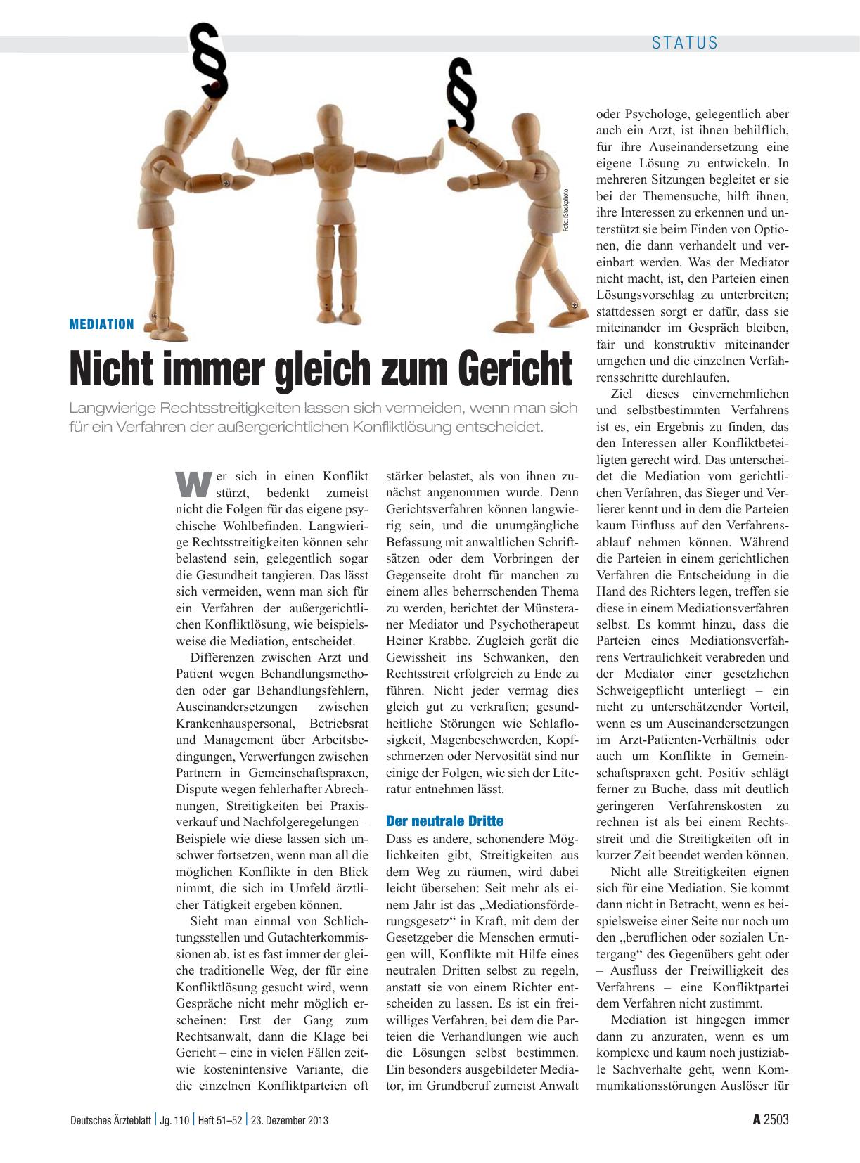 Vorschauseite 1: Mediation: Nicht immer gleich zum Gericht